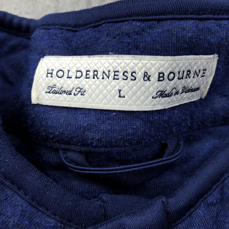 Holderness & Bourne Pullover Mens Large Blue Snap Mock Neck Long Sleeve Golf Top gallery