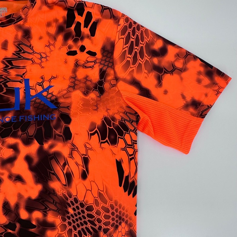 Huk Mens Performance Fishing Shirt Small Orange Kryptek Inferno Camo Mesh Back gallery
