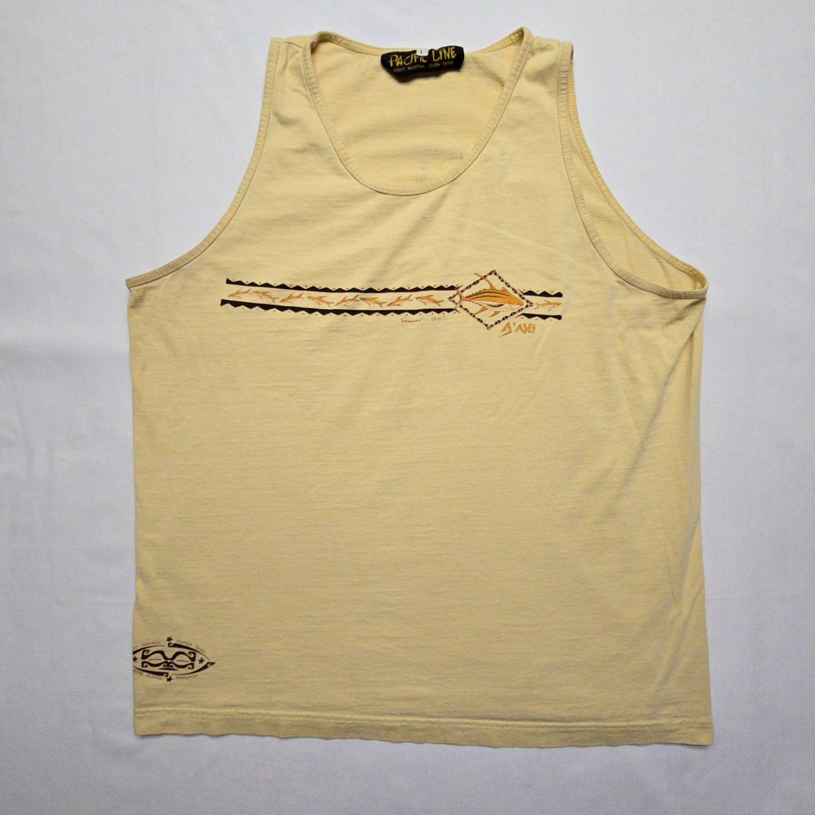 Vintage Pacific Line Ahi Fish Graphic Tank Top Mens Large Hawaii Tee Y2K gallery
