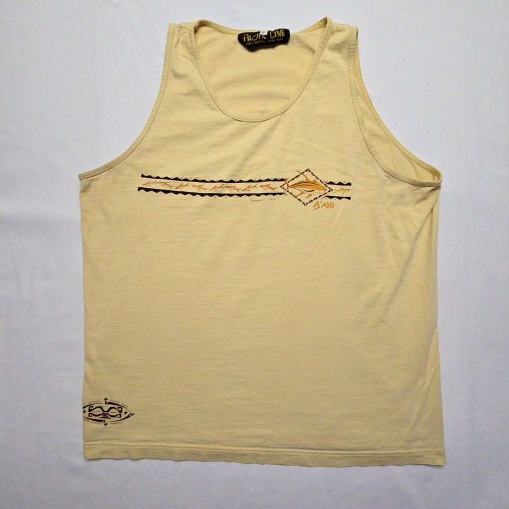 Vintage Pacific Line Ahi Fish Graphic Tank Top Mens Large Hawaii Tee Y2K
