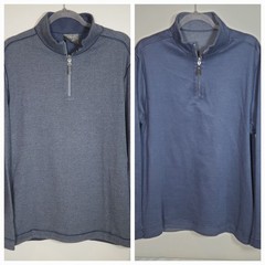 Nicoby Melange Textured Reversible 1/4 Zip Sweater Pullover Gray / Blue Men’s L