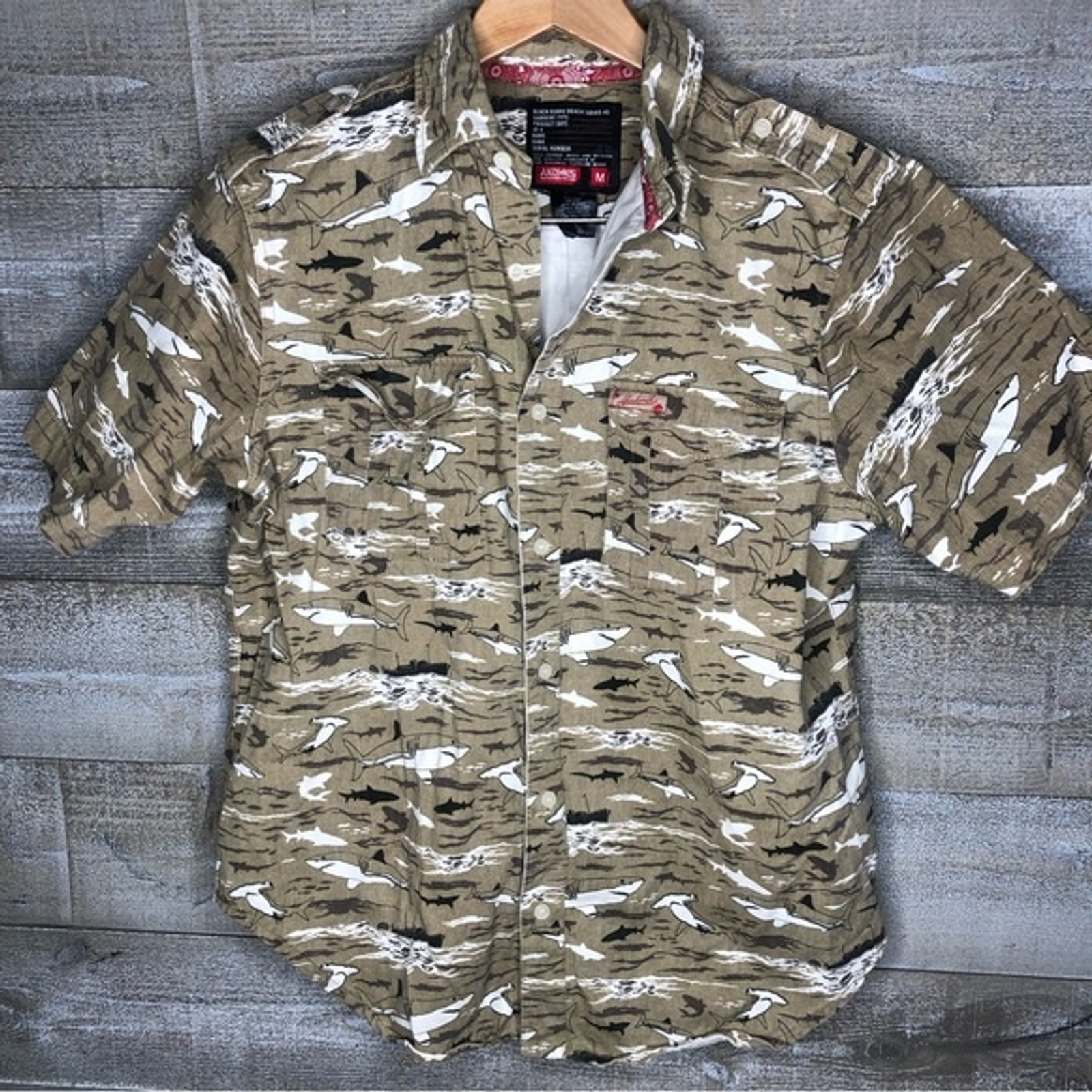 Akademiks medium canvas shark printed button down shirt gallery