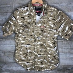 Akademiks medium canvas shark printed button down shirt