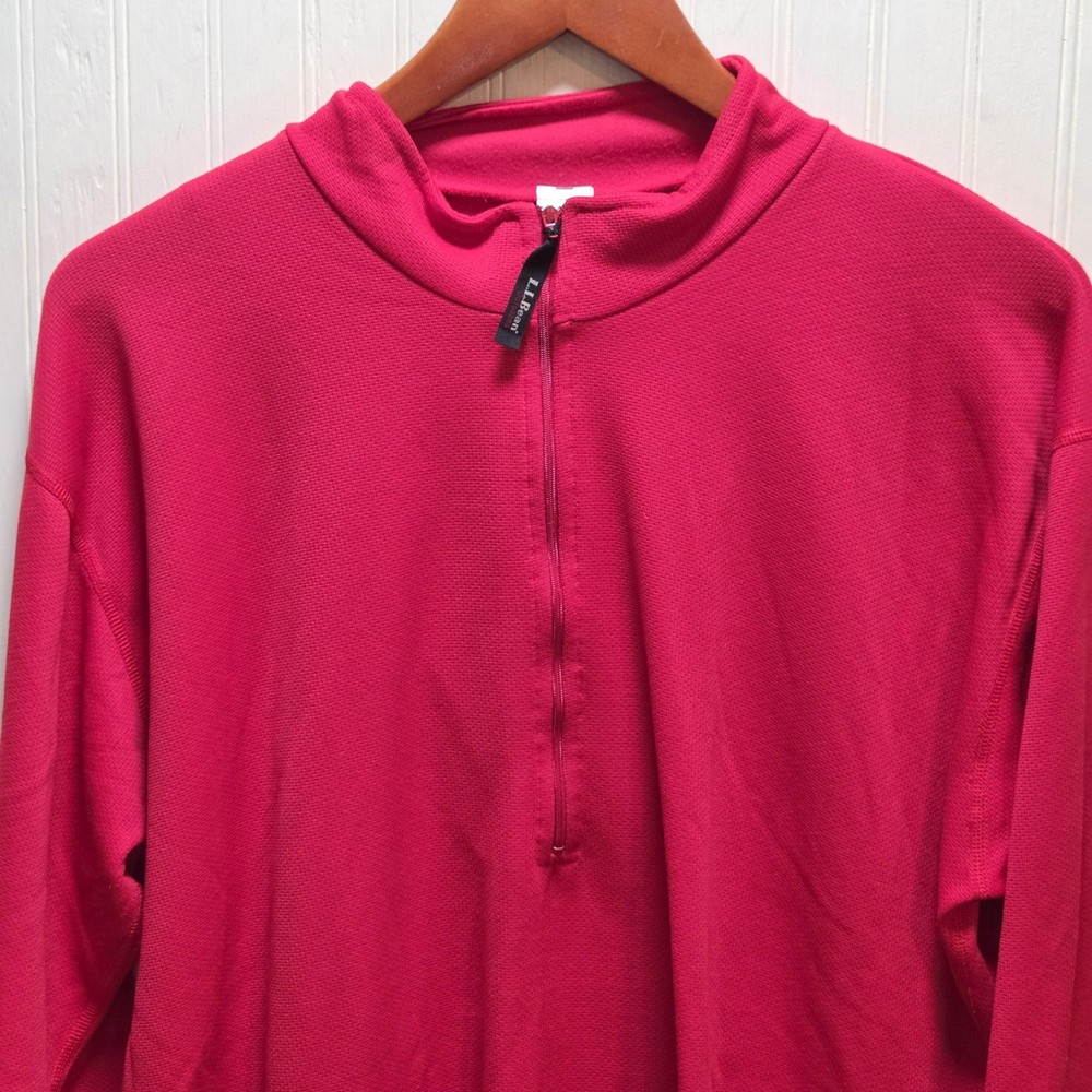 LL Bean Pullover Mens XLT Red Quarter Zip Long Sleeve Outdoors Hiking Top