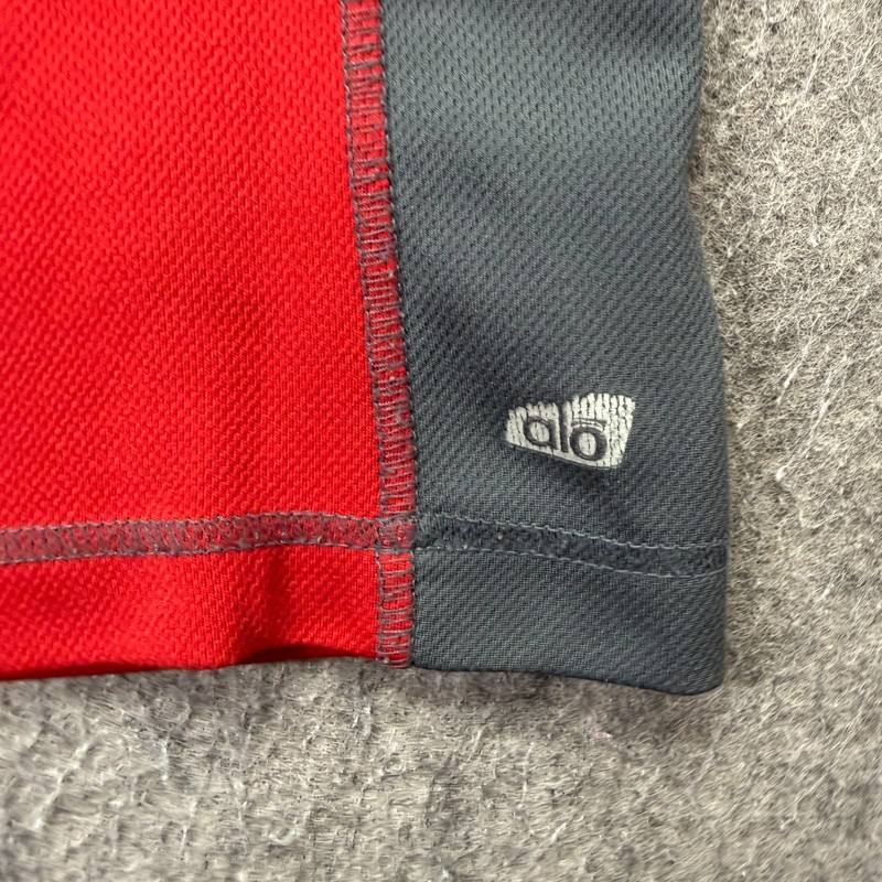 ALO Yoga Shirt Men XL Red Gray Long Sleeve Colorblock Crew Neck CoolFit gallery