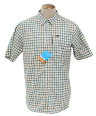Columbia Men’s LT Teal Blue Plaid Silver Ridge Button Front Shirt UPF 50 Wicking