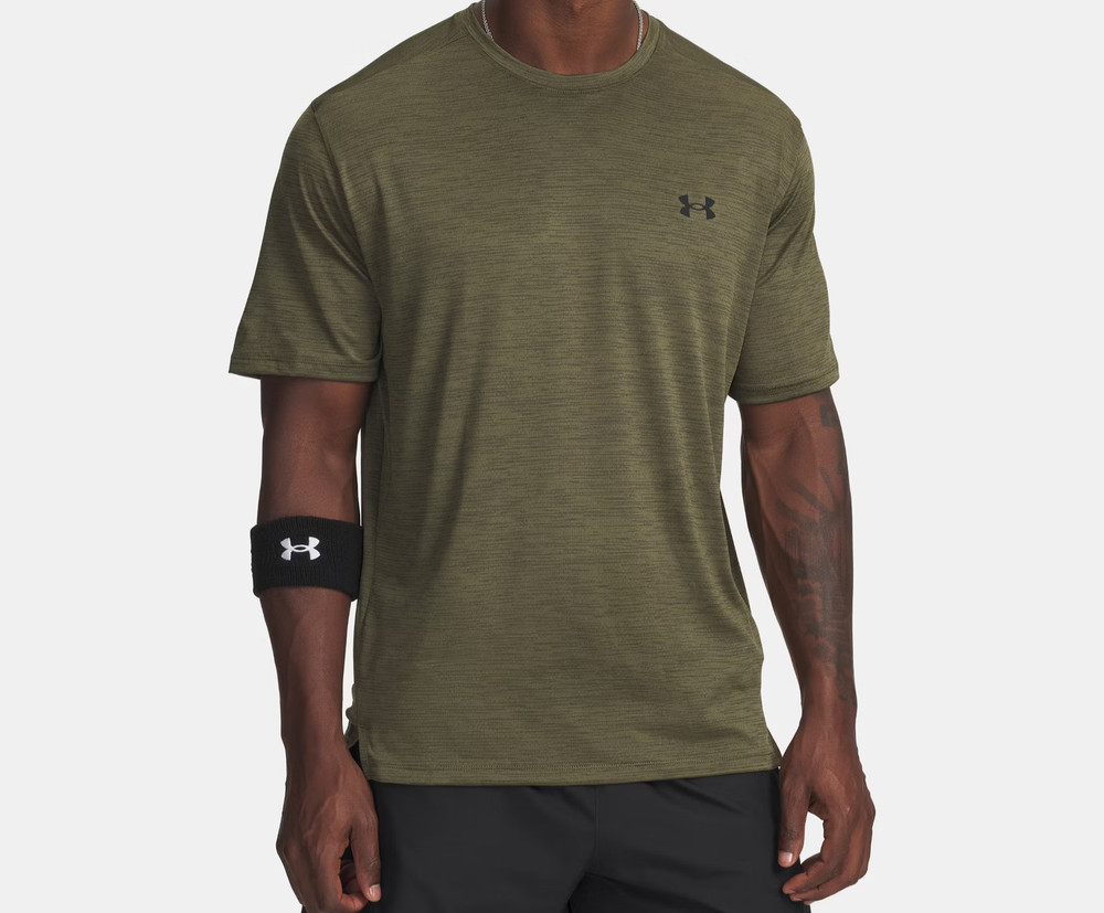 Under Armour Shirt Men Large Green UA Tech Vent Short Sleeve Top Running v