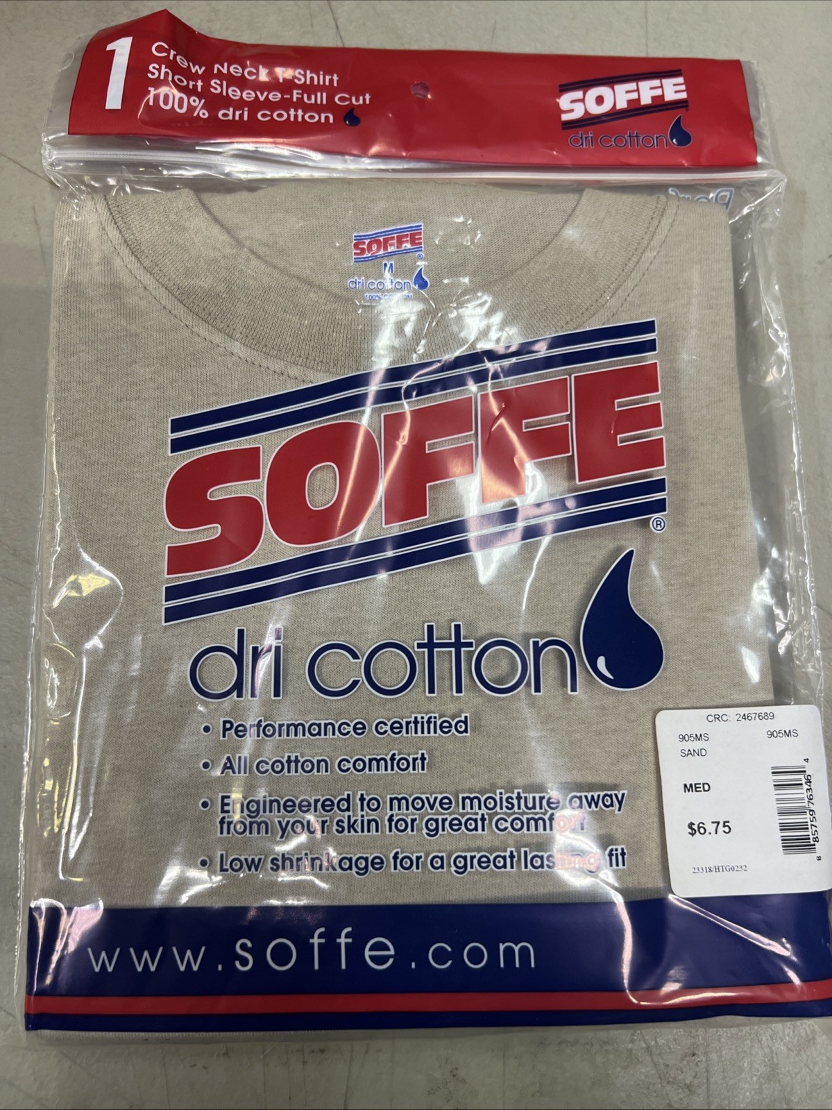 GI Soffe Dri Performance Short Crew T Shirt SAND Cotton MEDIUM 2pack gallery