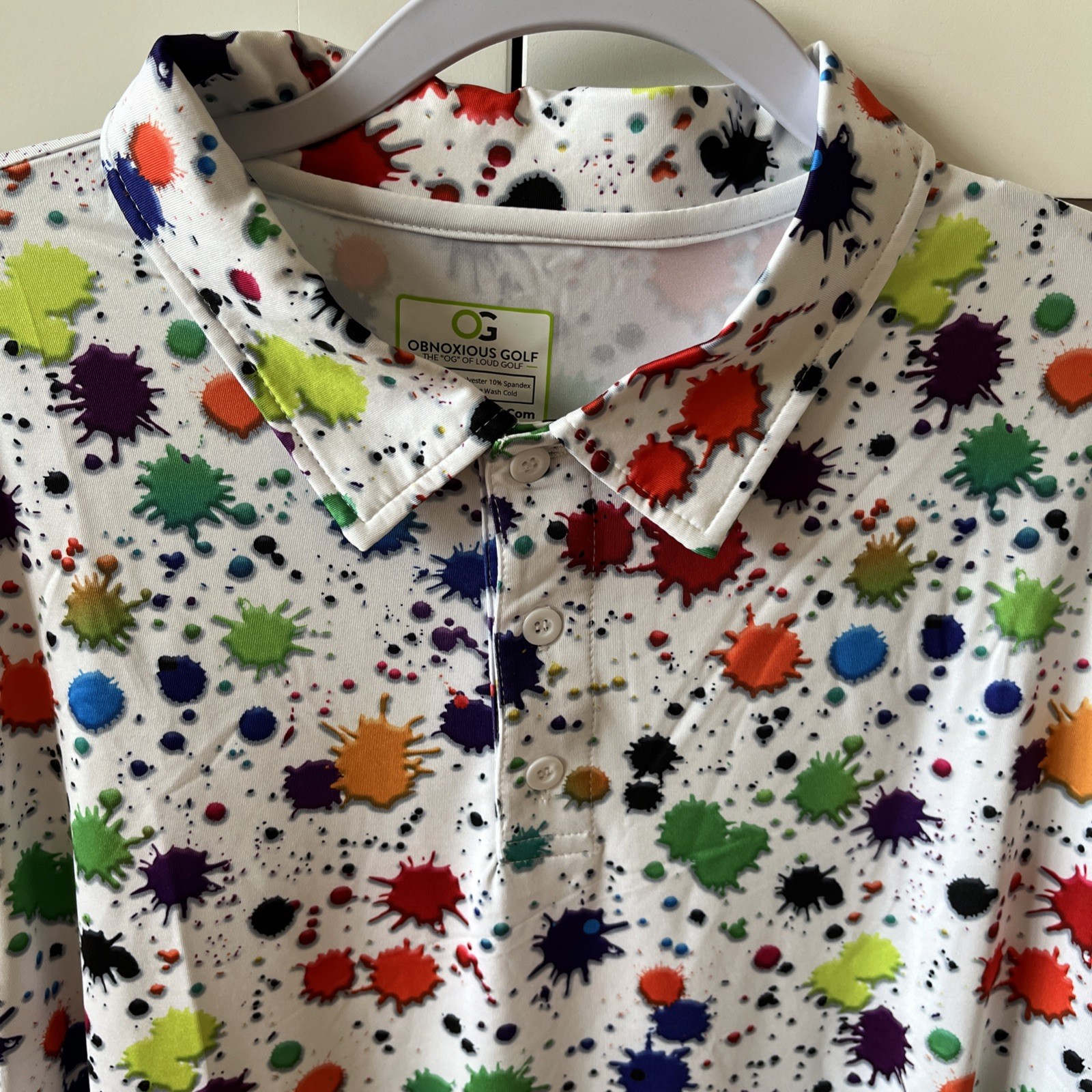Obnoxious Golf Paint Splatter Graphics Lightweight Polo Shirt Mens Medium gallery