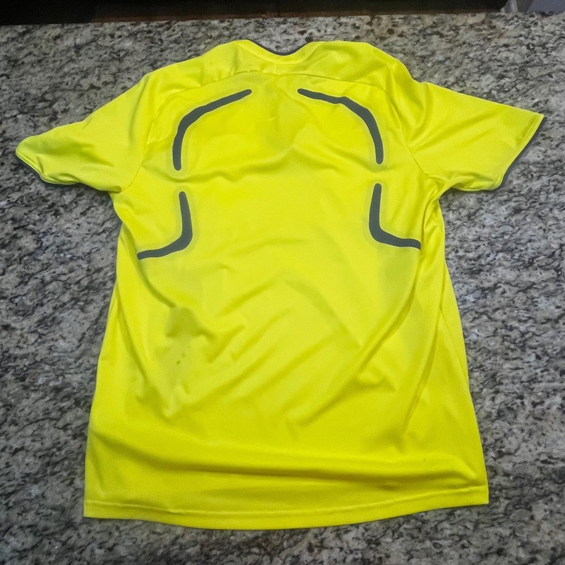 Adidas Formotion Soccer Referee Jersey Mens Large Neon Yellow Quarter Zip Shirt gallery