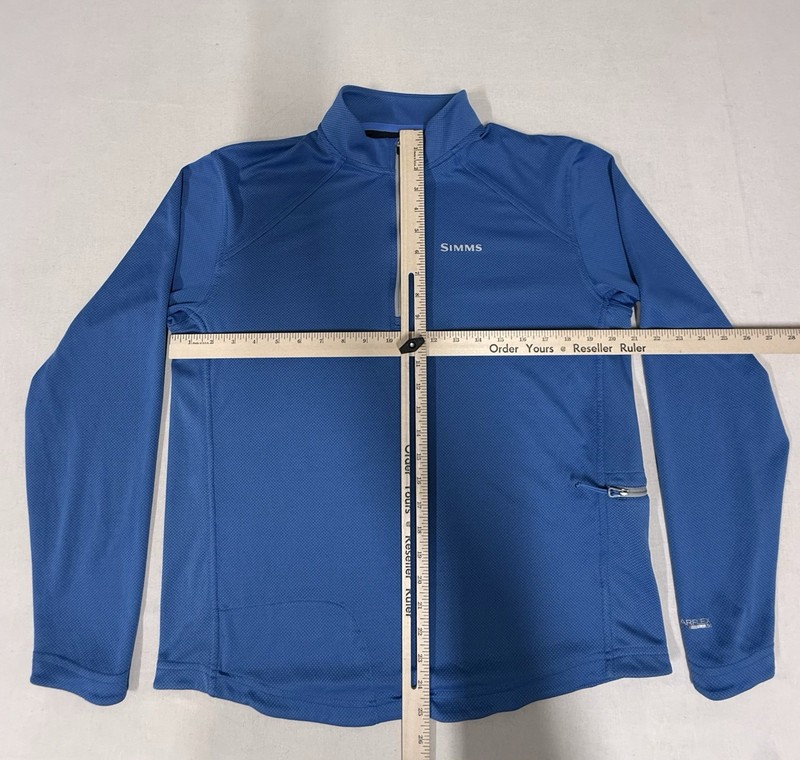 SIMMS Solarflex Plus UPF 50 1/4 Zip Pullover Fishing Mens Medium Blue 160 gallery