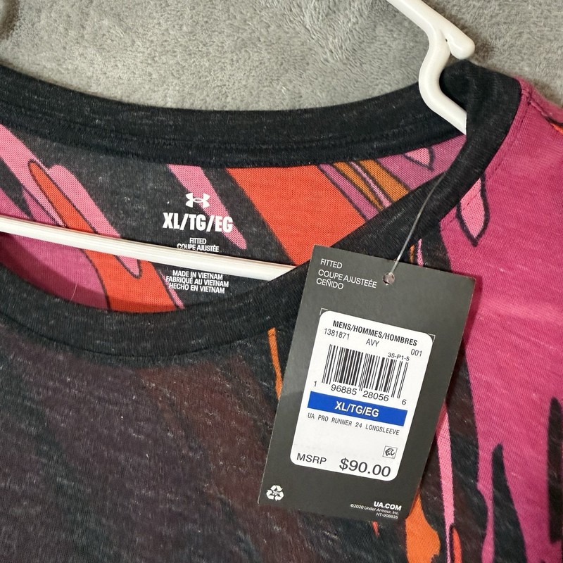 NWT Under Armour Pro Runner 24 Shirt Mens XL Pink Orange Camo Fitted LS Gym gallery