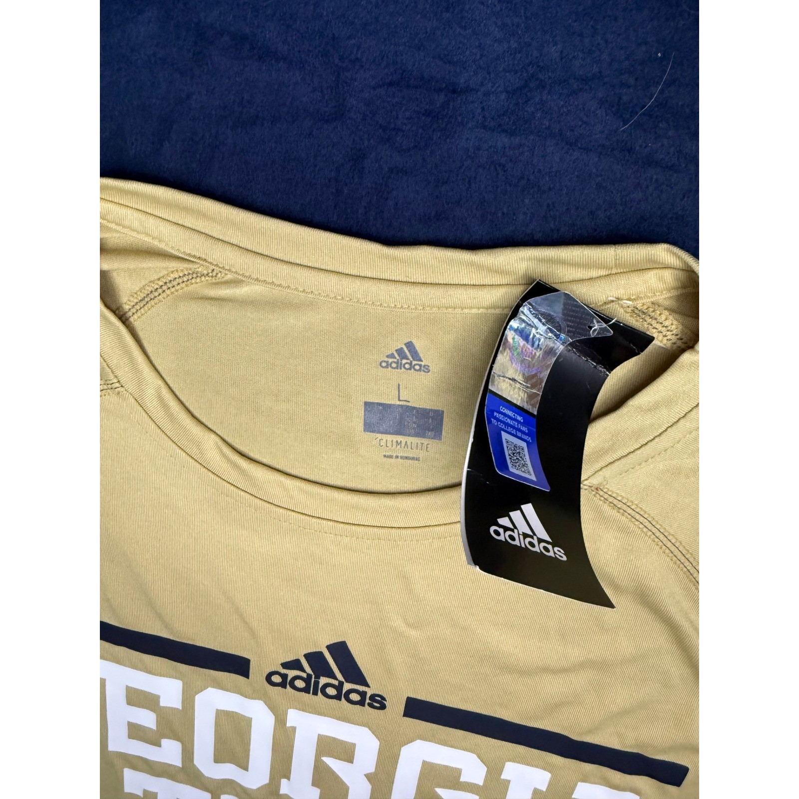 Adidas Georgia Tech Yellow Jackets Basketball Shirt Mens Large Gold Climalite gallery