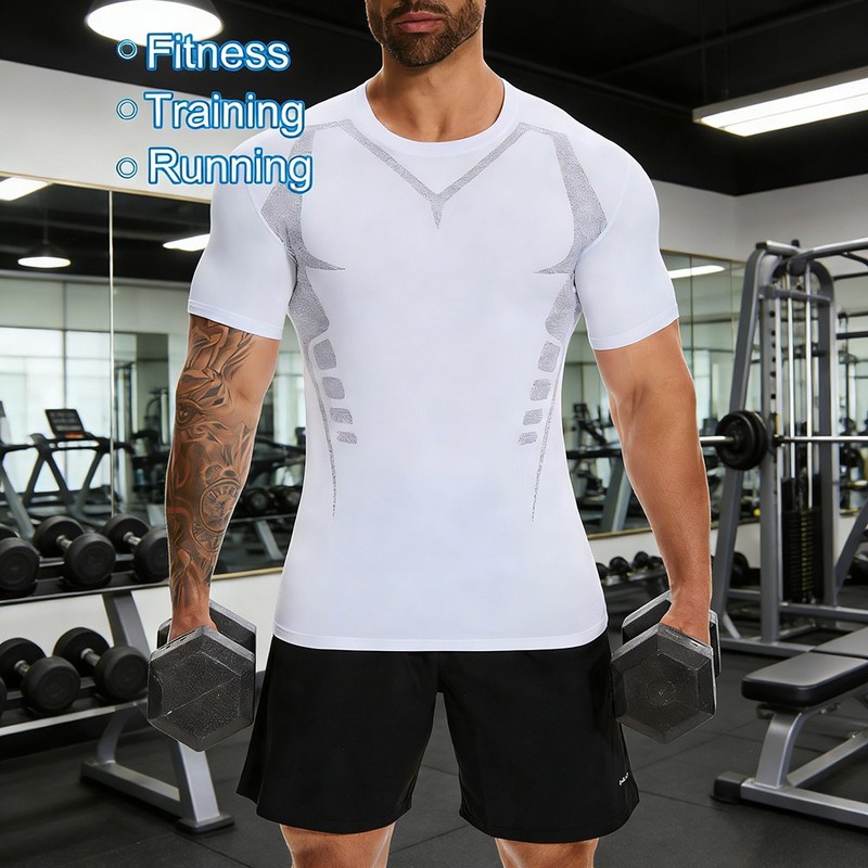 Quick Dry Mens Athletic Compression Vest T-Shirt Short Sleeve Workout Tank Top gallery