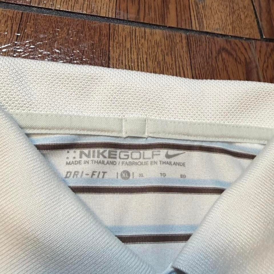 Nike Golf White Striped Dri-Fit Tech Sportswear Button Polo Shirt XL gallery