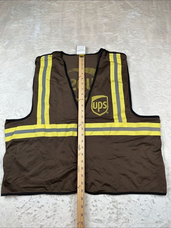 UPS Size M / L Brown High-Visibility Safety Tank Vest Reflective Stripes | Work gallery