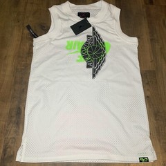Nike Air Jordan Wings Logo Jersey Tank White Black BQ8479-100 Men’s Size Small