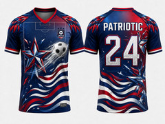 Patriotic Soccer Jersey USA Star Flag Football Shirt Men Sport Uniform 24 V Neck