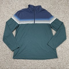Marine Layer 1/4 Zip Mens Large Green Blue Stripe Archive Pullover