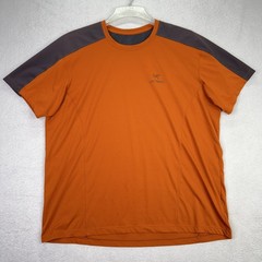 Arcteryx Mens Motus Crew Neck Shirt L Orange Lightweight Performance Hiking Read