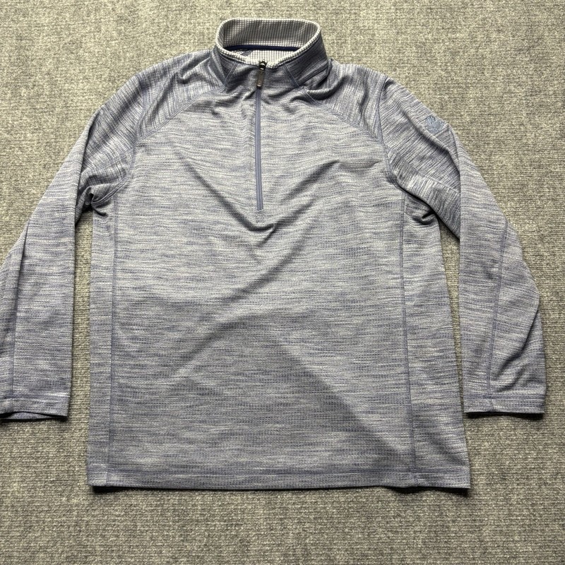 IBKUL Pullover Mens Large Blue 1/4 Zip UPF 50+ Quick Dry Golf Sun Shirt gallery