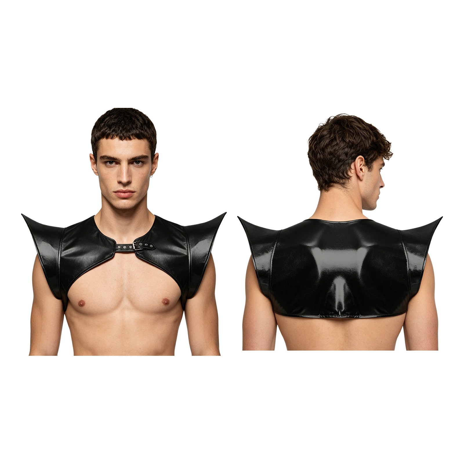 US Men Metallic Fancy Shiny Shoulder Armor Structured Armor Shrug Chest Harness gallery