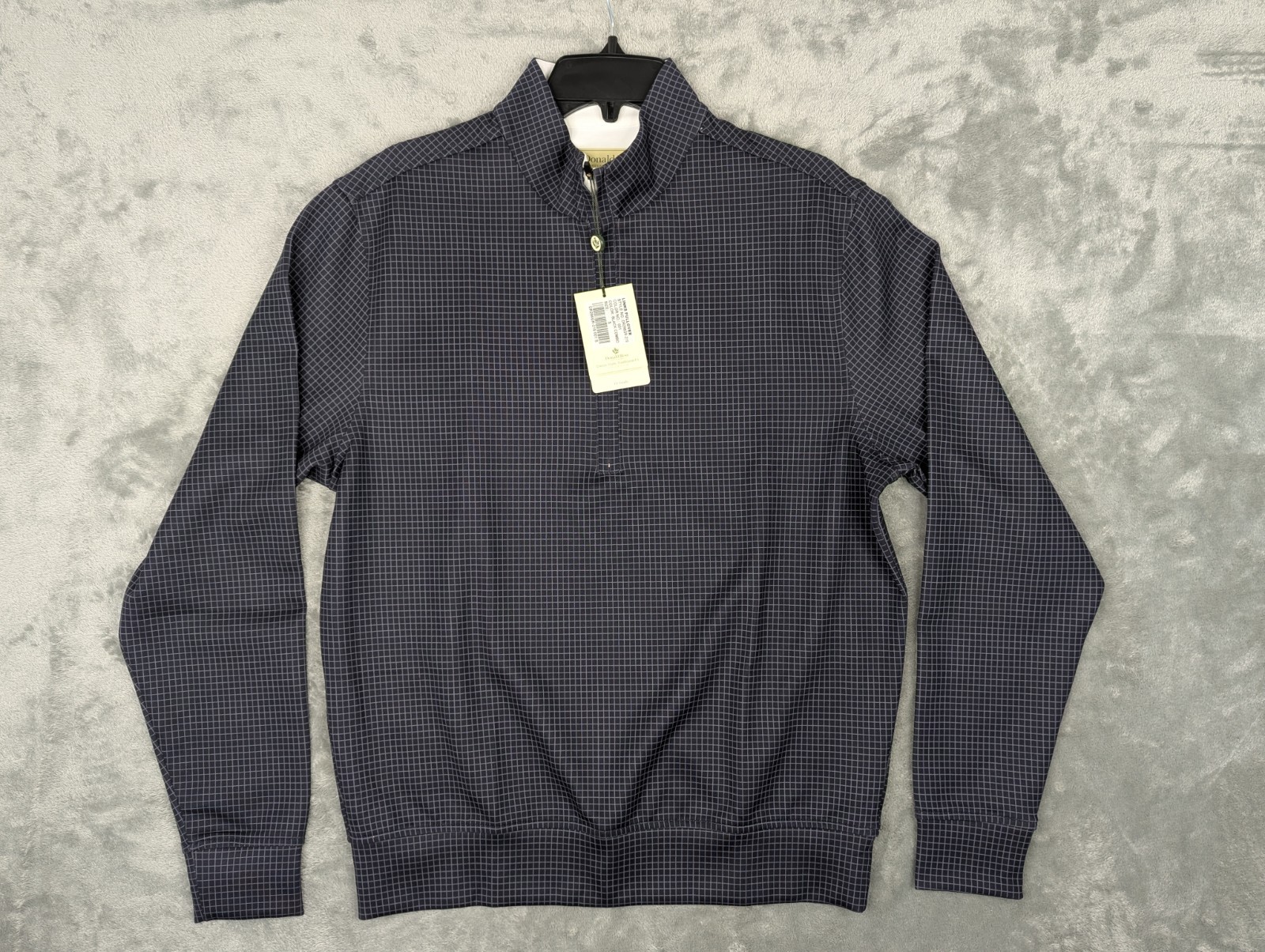 NWT Donald Ross 1/4 Zip Pullover Men's Small Plaid Navy Athleticwear Long Sleeve gallery