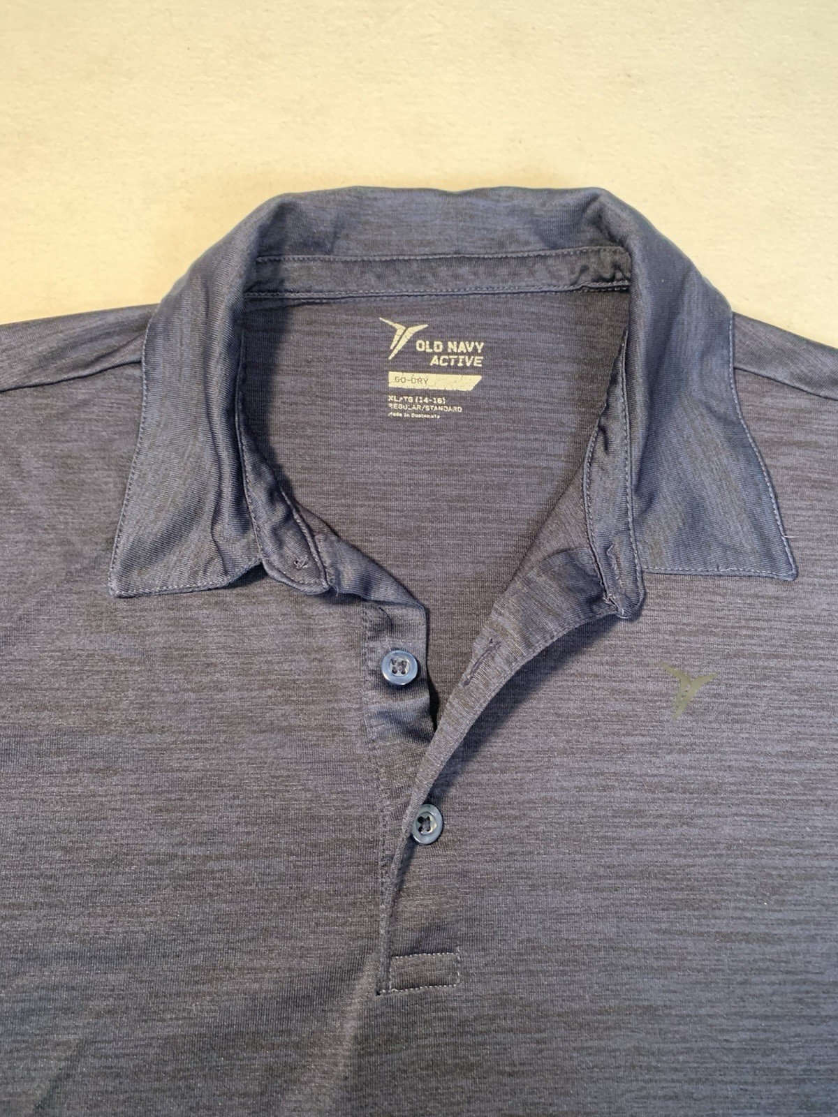 Old Navy Active Go-Dry Moisture Wicking Heathered Blue Polo Shirt Men’s XLT gallery