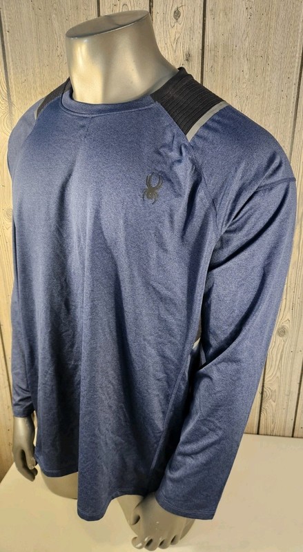 Spyder Men's Active Long Sleeve 4-Way Stretch Quick Dry Pullover Blue 2XL gallery