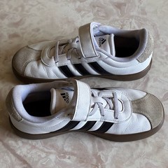 adidas Kids VL Court 3.0 Elastic Lace Skateboarding Shoes White Black ID9155