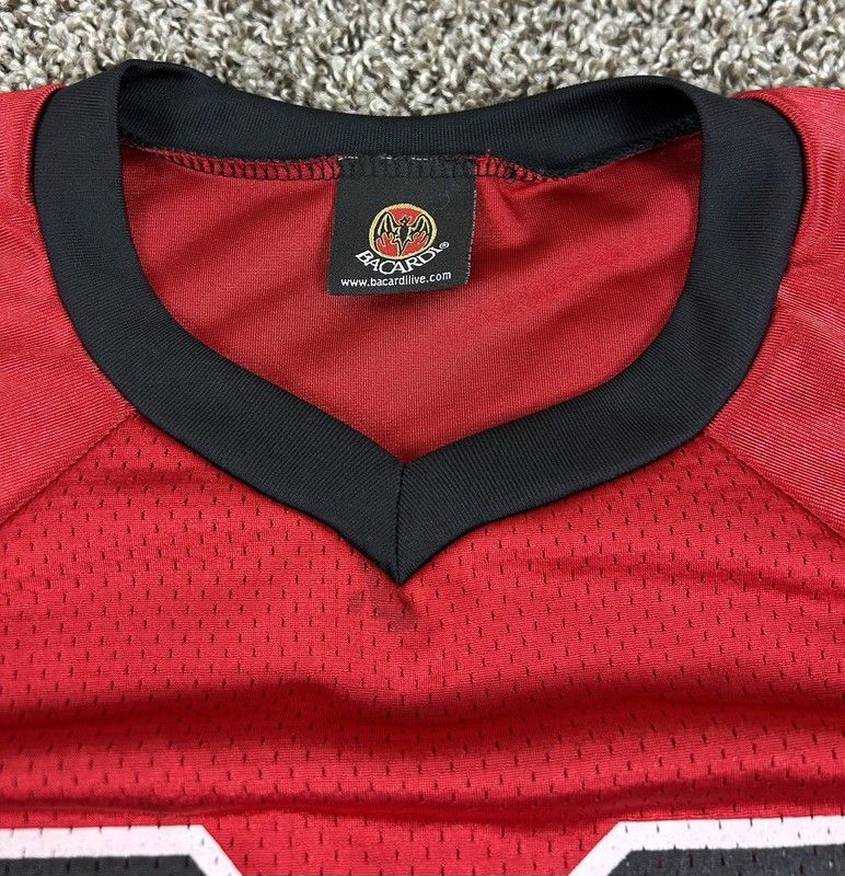 Bacardi Rum #62 Football Jersey Liquor Alcohol Promo Size XL Screen Print Logo gallery