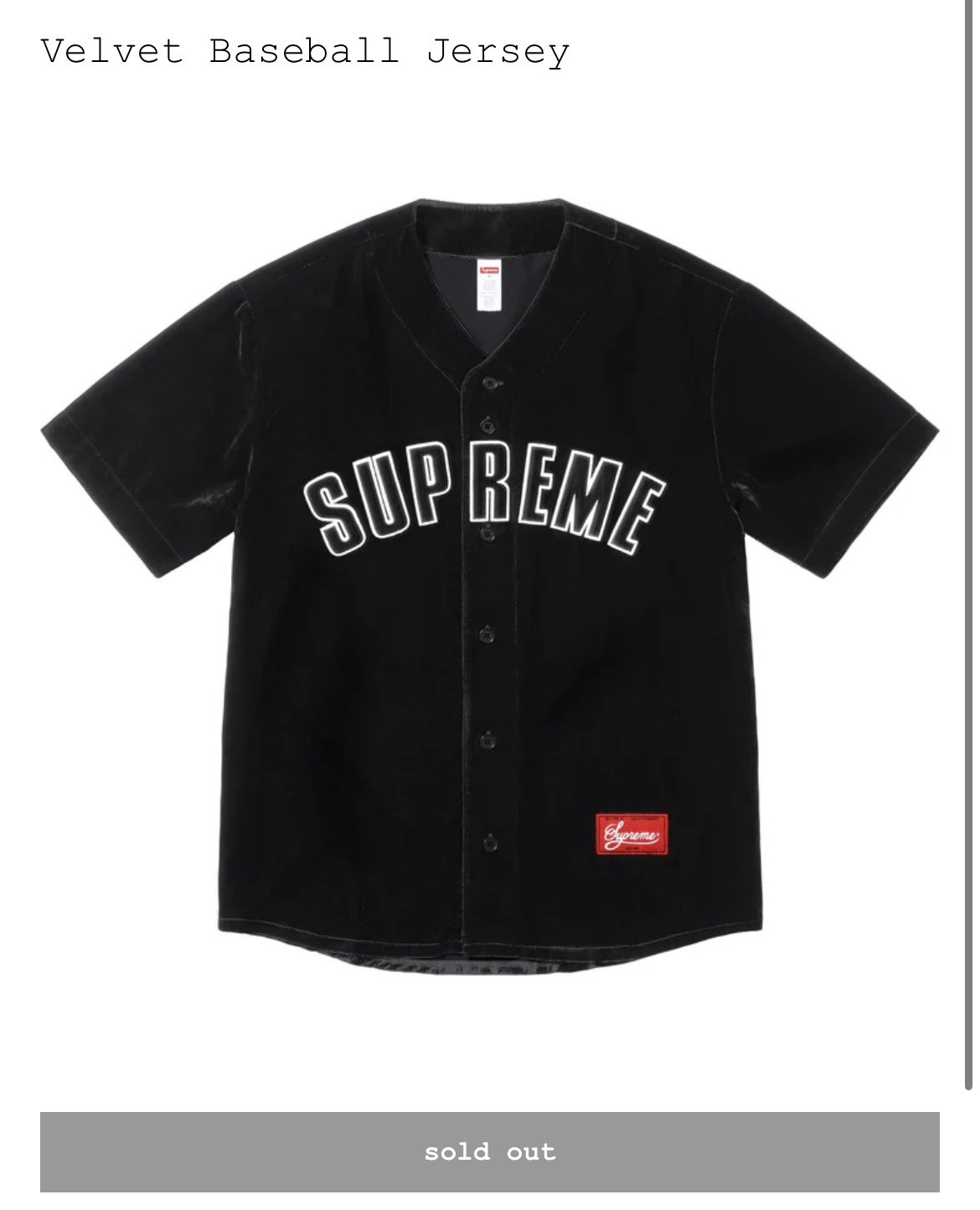 IN HAND Size Large Supreme Velvet Baseball Jersey Free Fast Ship🔥 gallery