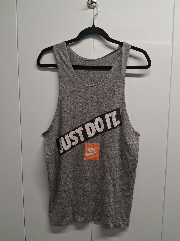 Vintage Nike Tank Top Grey Logo Mens Medium