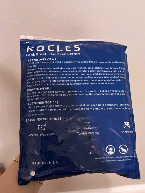 KOCLES Men's Compression Cooling Body Shaper T-Shirt M White NWT gallery
