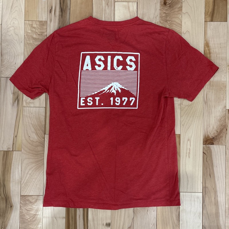 ASICS Men's Short Sleeve Athletic Graphic T-Shirt Red Size Medium gallery