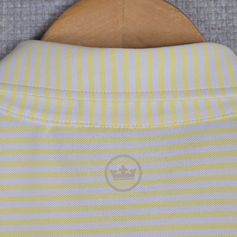 PETER MILLAR Size Large Crown Crafted Polo Shirt Performance Yellow White Golf gallery