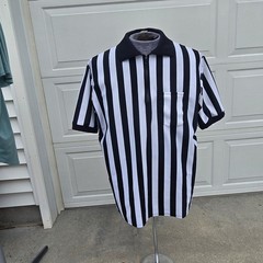 Mens Referees Black & White Striped Short Sleeve Size XL