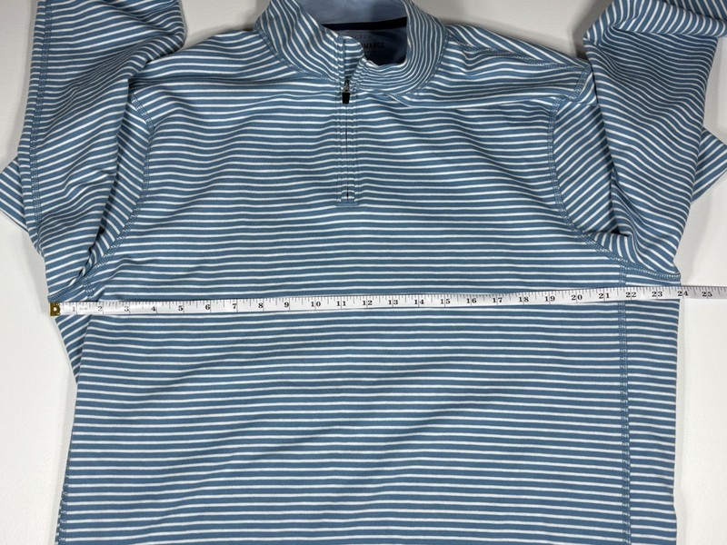 J.Crew Performance 1/4 Zip Pullover Men XL Blue Striped Mock Neck Golf Active gallery