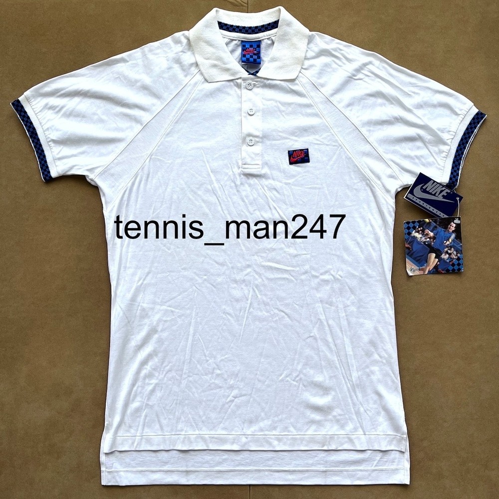 Nike John McEnroe Checkerboard Polo Shirt Air Tech Challenge Court Tennis Agassi