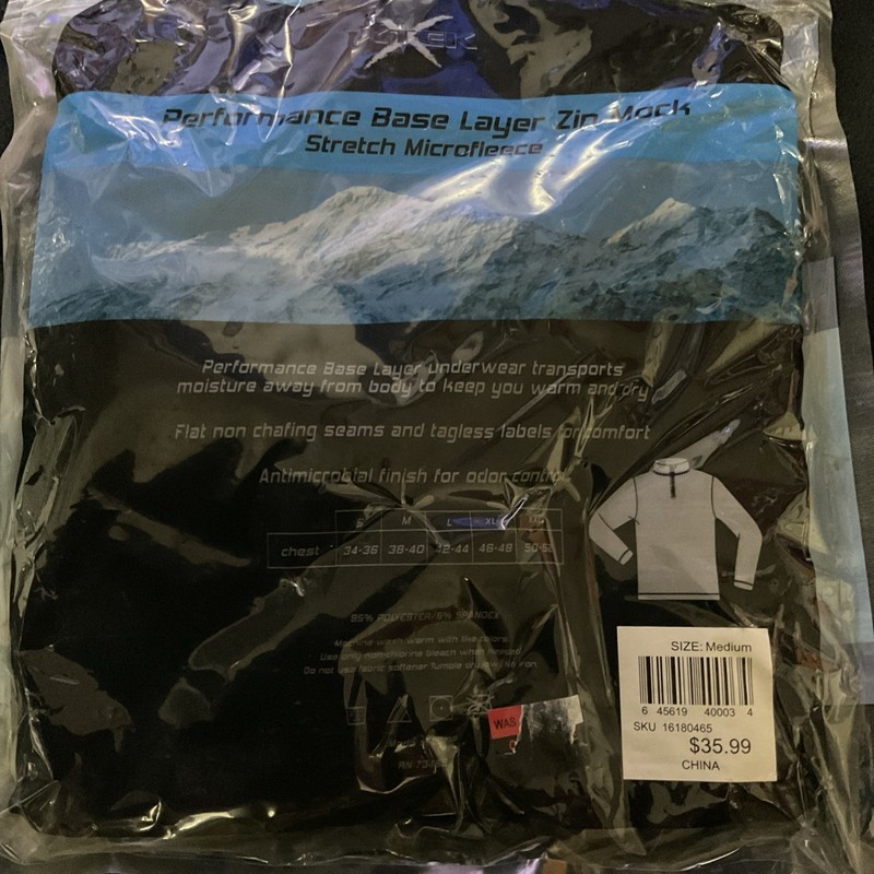 XTEK Performance Base Layer Zip Mock Stretch Microfleece, Medium Black gallery
