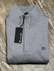 Travis Mathew Men’s Medium Hideaway 1/4 Zip Golf Top Heather Tradewinds NEW