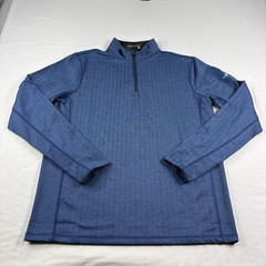 Greyson Shirt Mens Medium Blue Herringbone 1/4 Zip Golf Pullover Performance