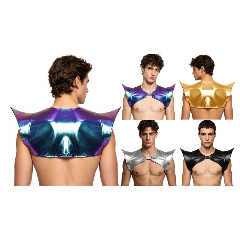 Men Costume Structured Tops Open Front Crop Top Themed Party Shoulder Armor gallery