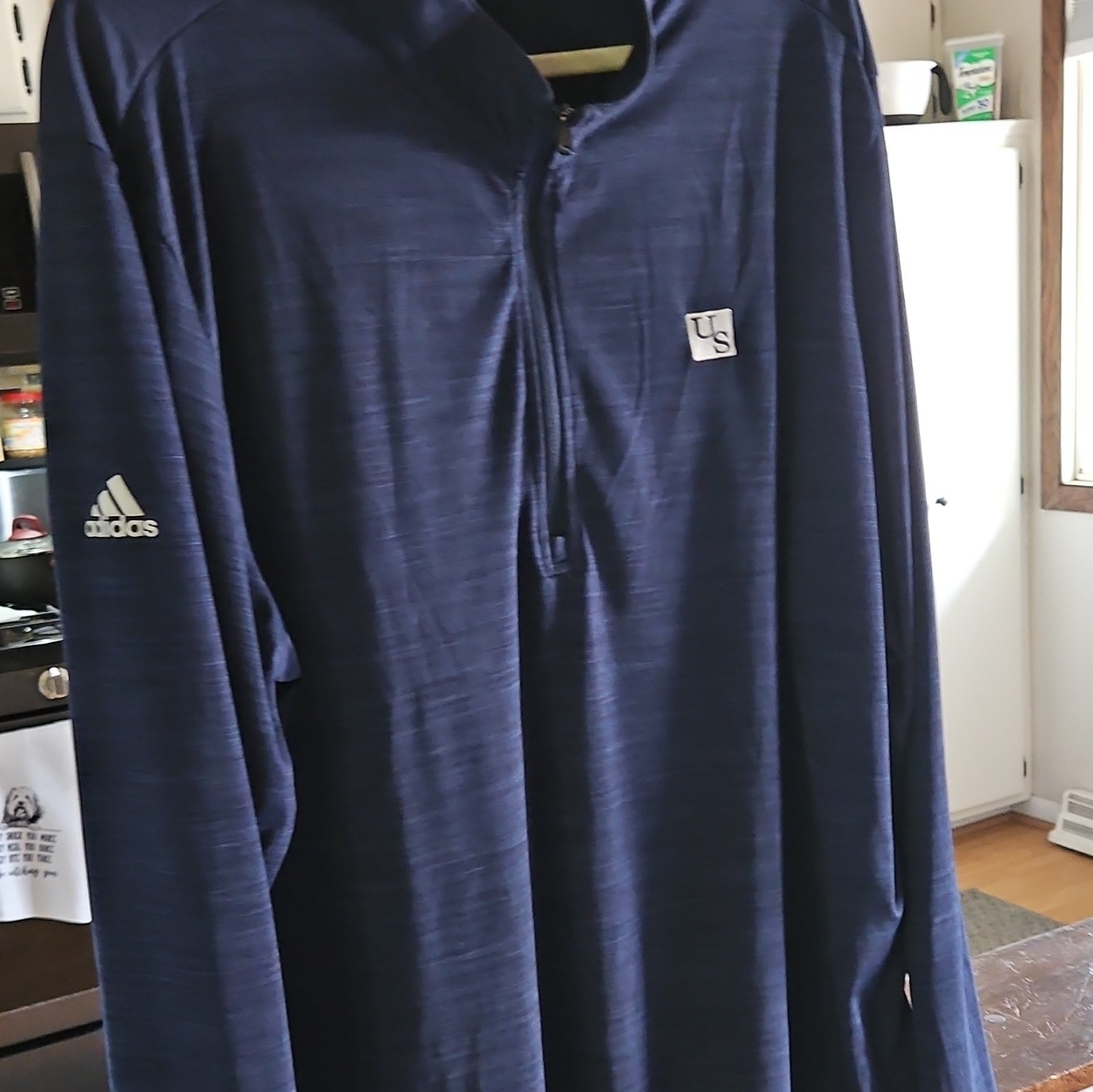 adidas Men’s Navy Blue 1/4 Zip Mock Neck Golf Pullover Long Sleeve L gallery