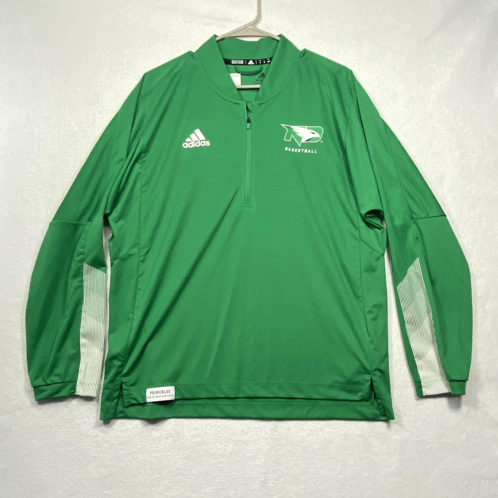 Adidas North Dakota Fighting Hawks Basketball Prime Blue Pullover 1/4 Zip Mens M gallery