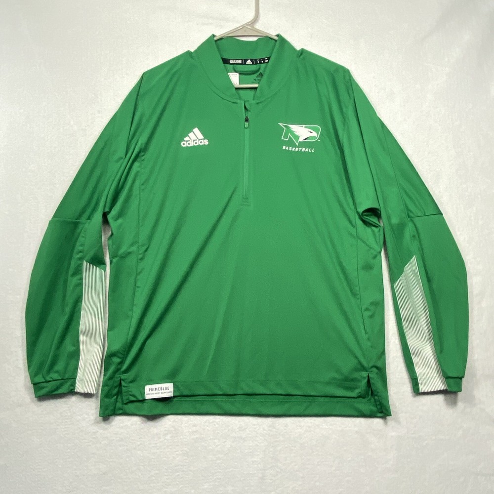 Adidas North Dakota Fighting Hawks Basketball Prime Blue Pullover 1/4 Zip Mens M
