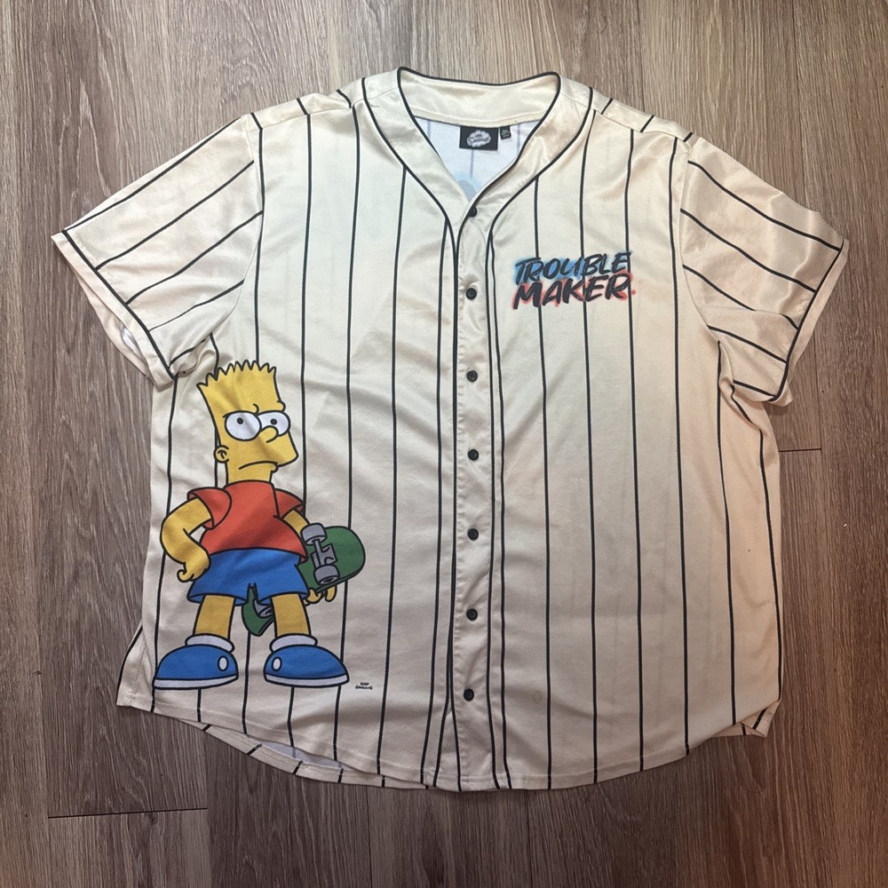 The Simpsons -Welcome To The Neighbor Hood Baseball Jersey Large- 3xl BART Homer