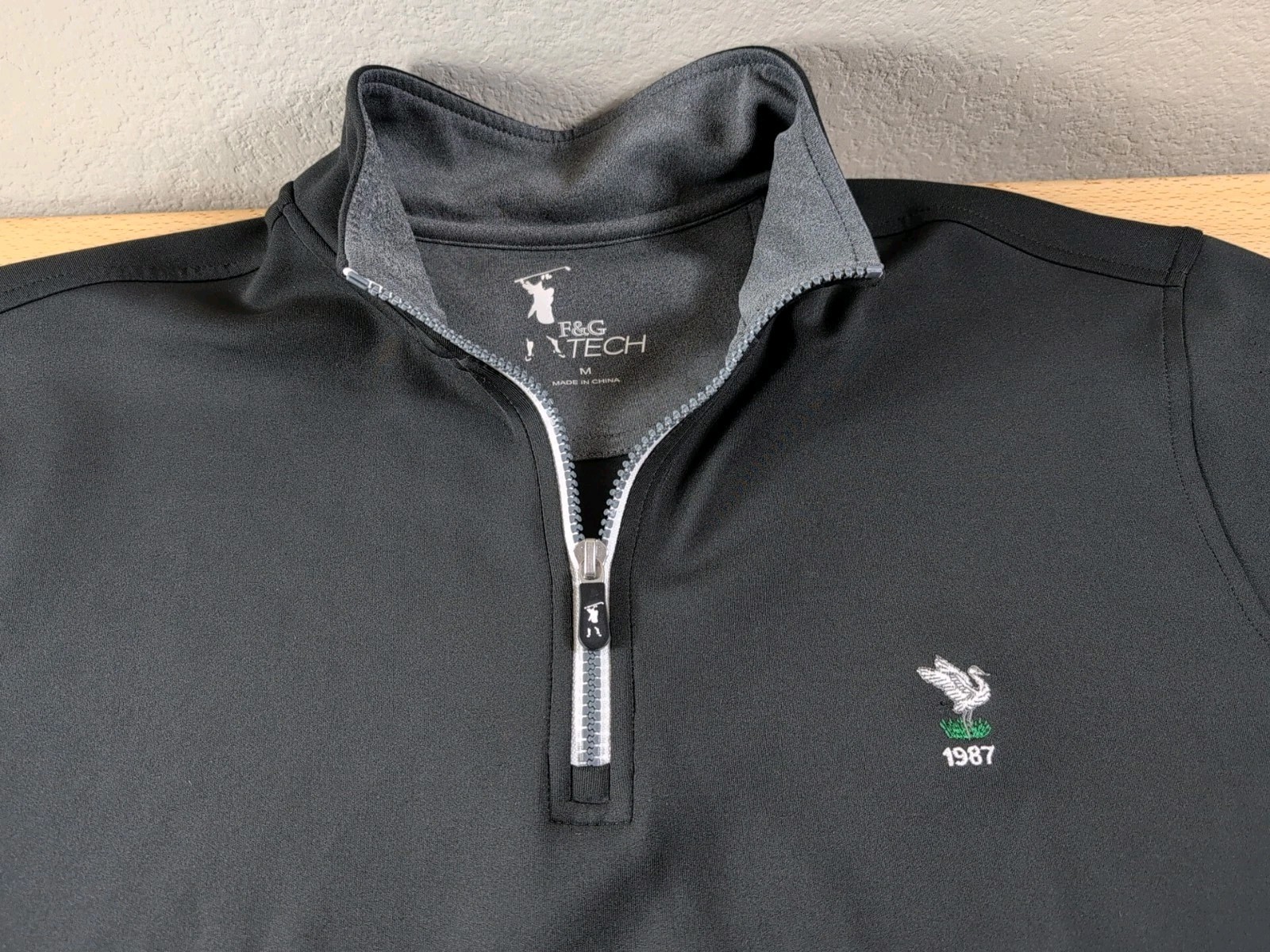 Fairway & Greene F&G Tech 1/4 Zip Pullover Mens Medium Black Embroidered 1987 gallery