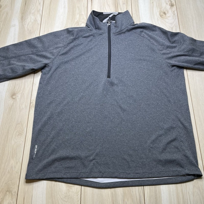Zero Restriction 1/4 Zip Pullover Sweater Logo Embroidery Gray Men Size Large gallery