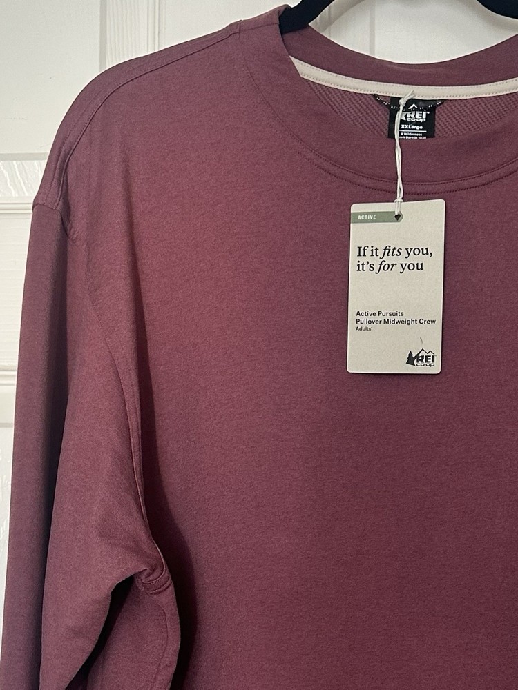 REI Active Pursuits Midweight Pullover Crew Mauve Shadow Red, Size XXL